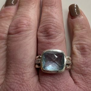 💯 Authentic David Yurman Wellesley Blue Topaz Ring Size 9